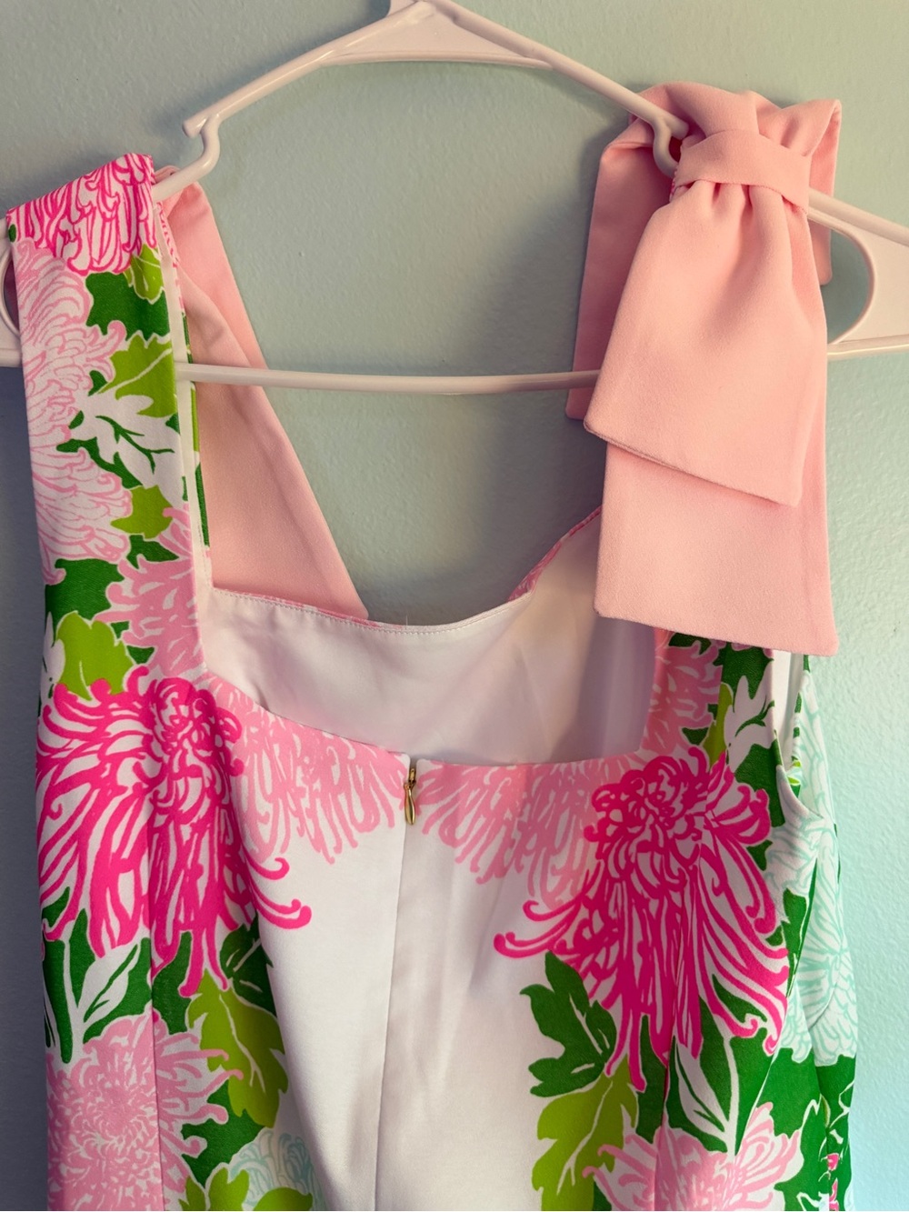 Lilly Pulitzer Pink Floral Midi Dress with Bow Shoulder Straps - Picture 3 of 5